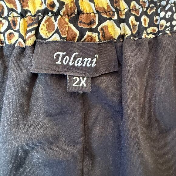 Tolani 2X Silk Maxi Skirt Tiered Animal Print Boho Flowy Plus Size - Picture 4 of 9